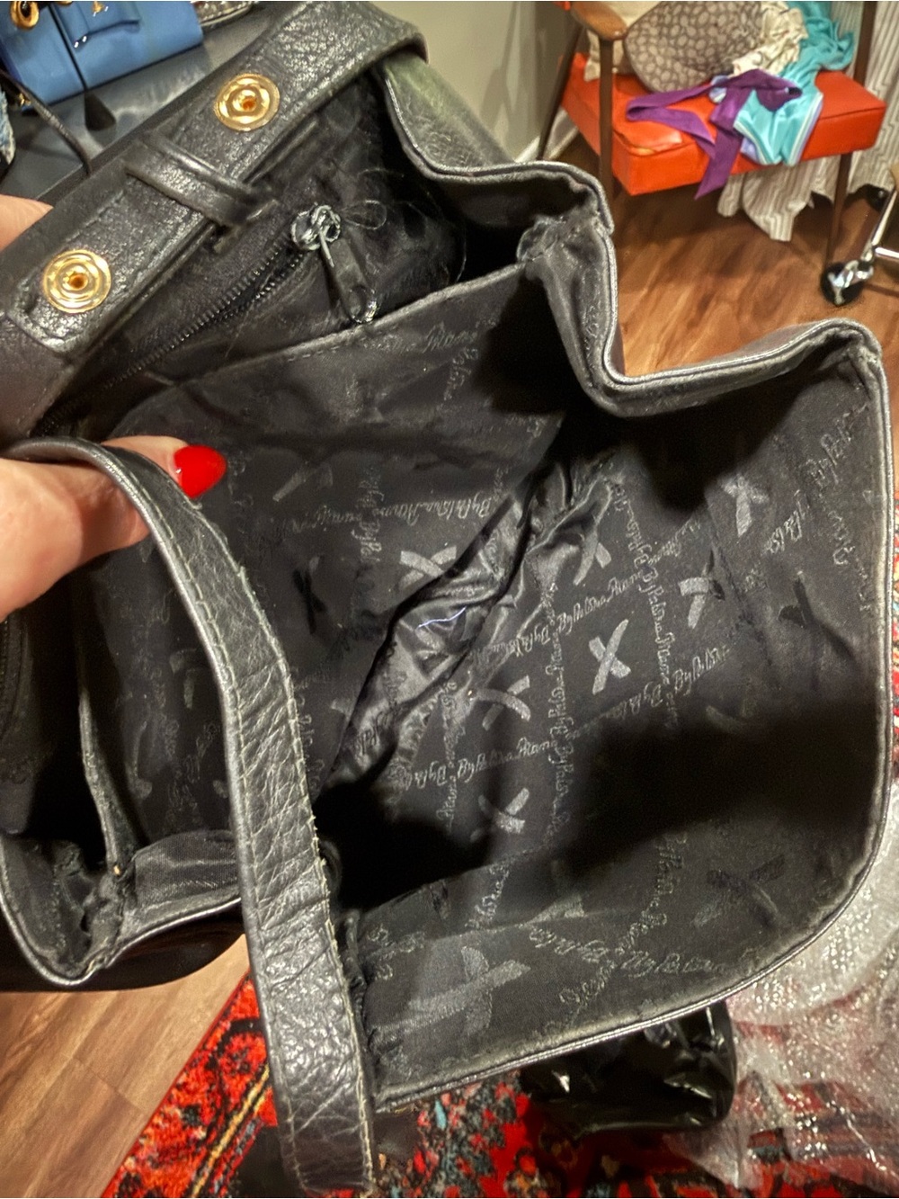 Vintage Paloma Picasso Black Leather Crossbody Messenger Bag Triple X Logo - Picture 7 of 11